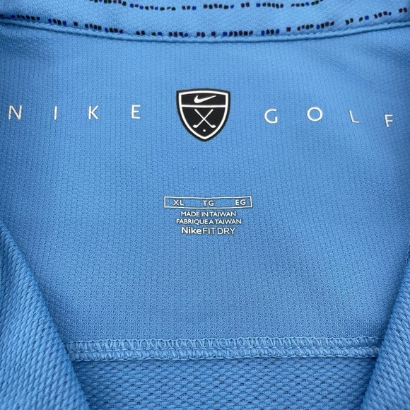 Vintage Nike Golf Men's XL Blue Polo Shirt FIT DRY Micro Print Made in Taiwan - Picture 5 of 11